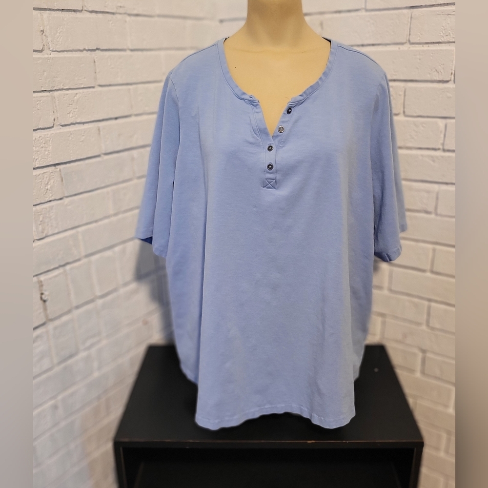 Light Blue D&Co. Essentials Henley T-Shirt - Size 3X